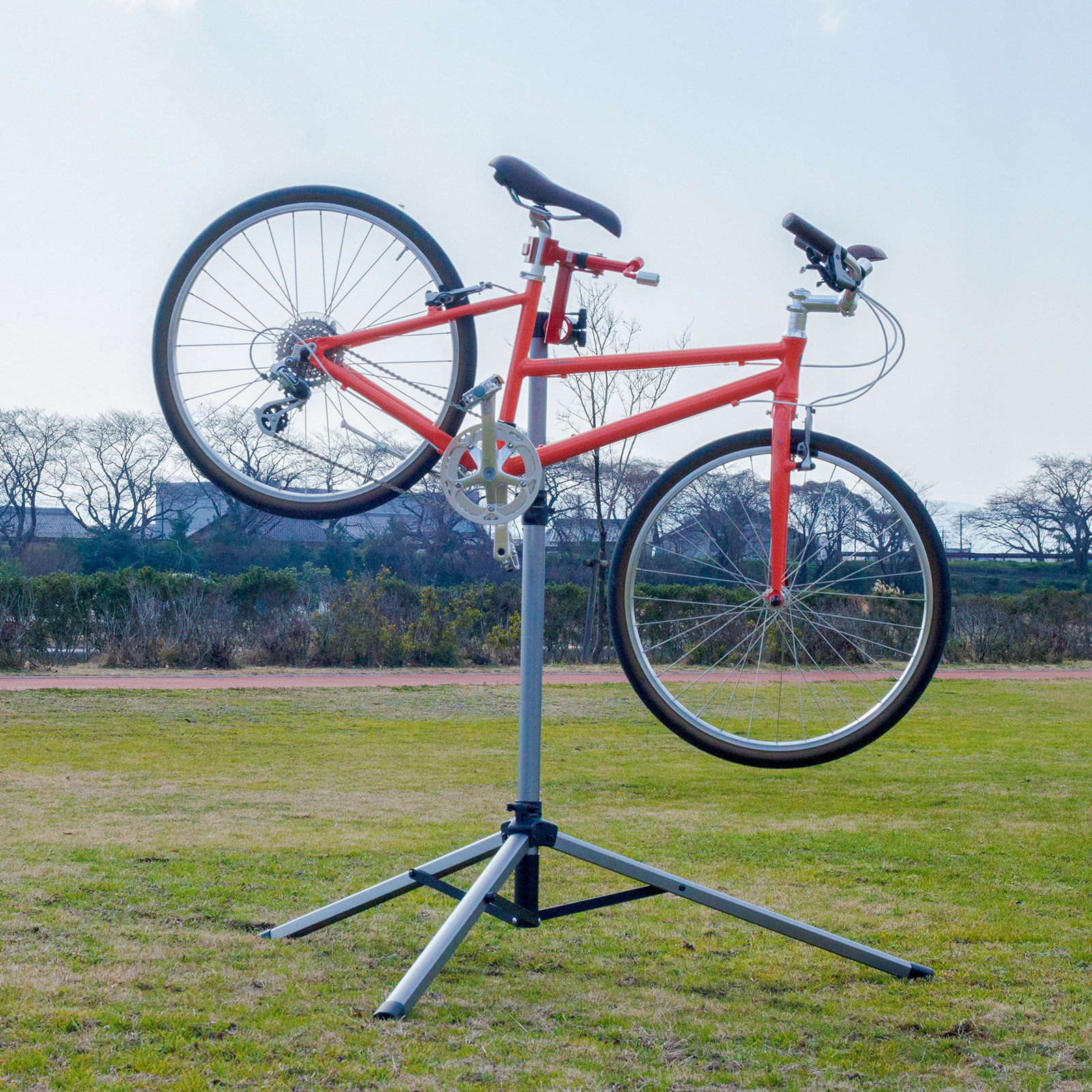 Field Unit COMP portable folding bicycle repair stand with tripod base